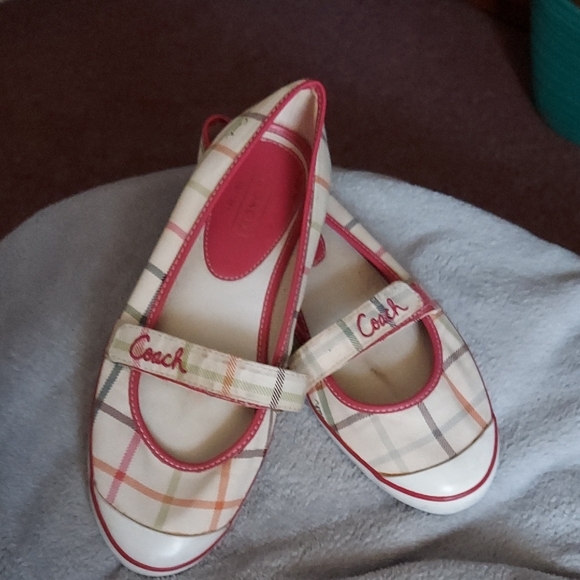 Coach Plaid Mary Jane Shoes - Pink and White - Picture 3 of 7